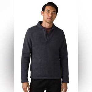 PrAna Men’s Tri Thermal Threads Henley Fleece Jacket Heather Gray , size XL